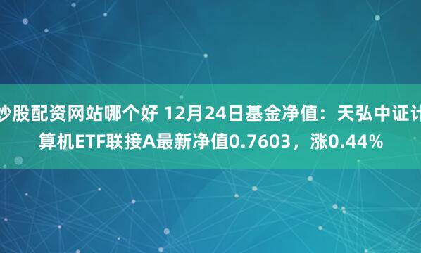 炒股配资网站哪个好 12月24日基金净值：天弘中证计算机ETF联接A最新净值0.7603，涨0.44%