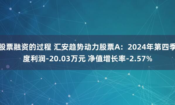 股票融资的过程 汇安趋势动力股票A：2024年第四季度利润-20.03万元 净值增长率-2.57%