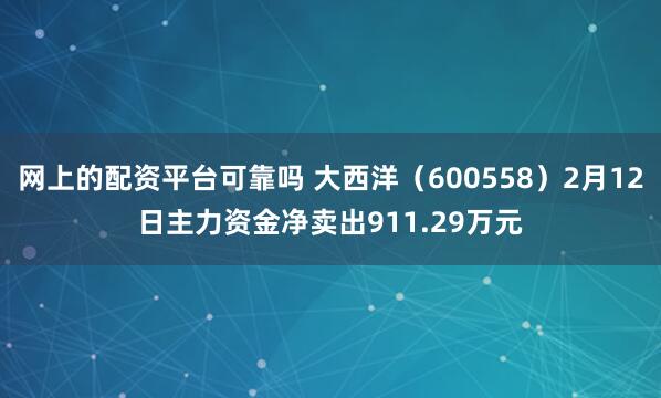 网上的配资平台可靠吗 大西洋（600558）2月12日主力资金净卖出911.29万元