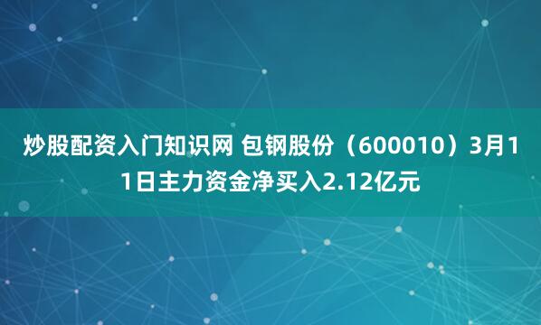炒股配资入门知识网 包钢股份（600010）3月11日主力资金净买入2.12亿元